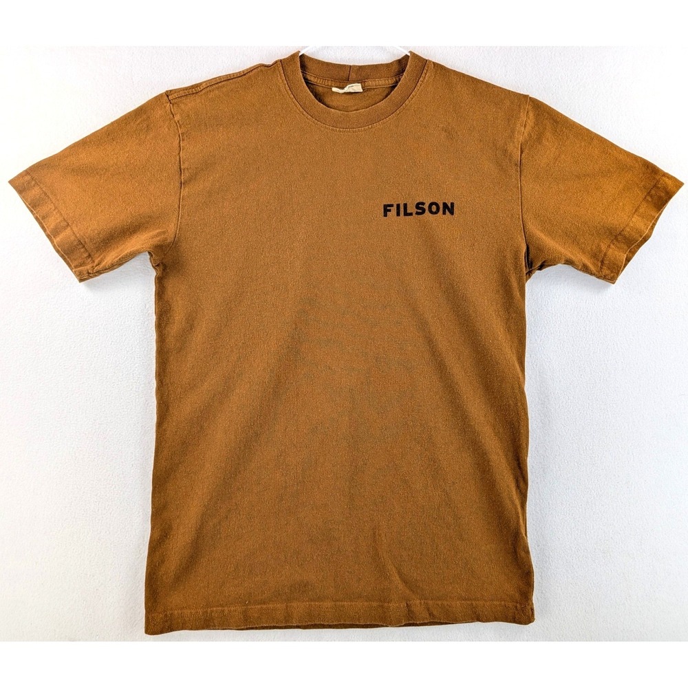 Filson Seattle Mens XS Brown Cotton Graphic Elk T-Shirt Made in USA Short Sleeve